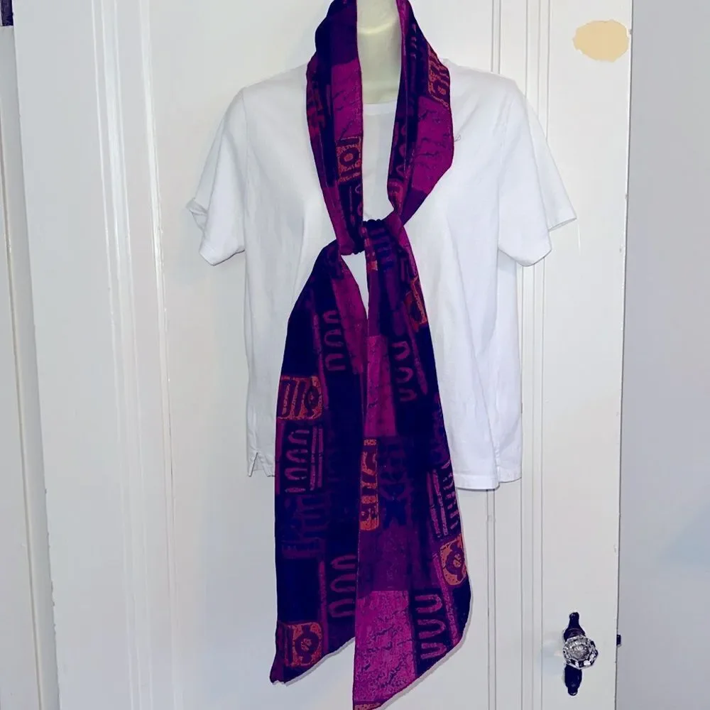 Funky boho pink, purple,black & orange long cotton/polyester scarf or belt‎